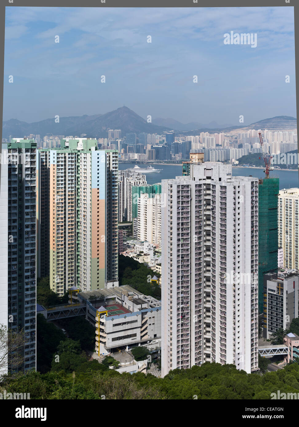 dh Housing QUARRY BAY HONG KONG Tung Hei court Home Ownership Scheme logement à Shau Kei WAN appartements denses bâtiments modernes Banque D'Images