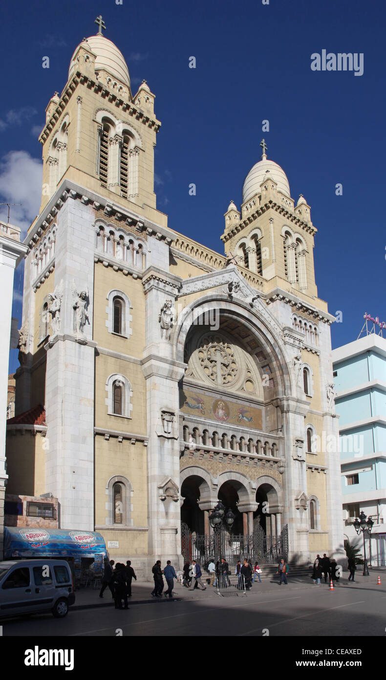 La Cathédrale de St Vincent de Paul est une cathédrale catholique romaine à Tunis Banque D'Images