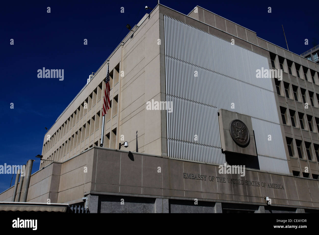 Vue extérieure de l'ambassade américaine dans la rue Hayarkon Tel Aviv ISRAËL Banque D'Images