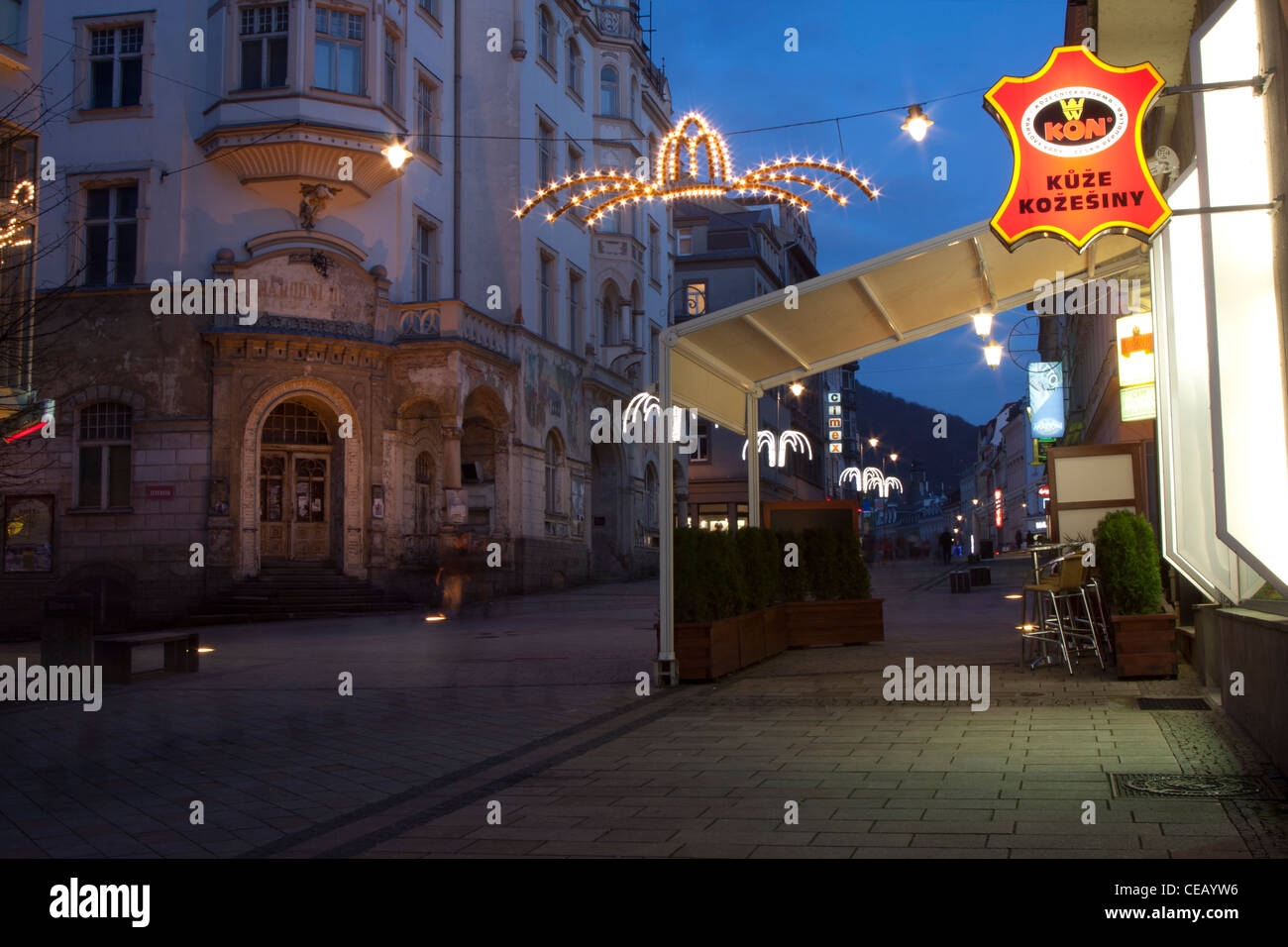 La capture au début de l'hiver, soir à Karlovy Vary, en Bohême de l'Ouest, Karlovy Vary République Tchèque Banque D'Images