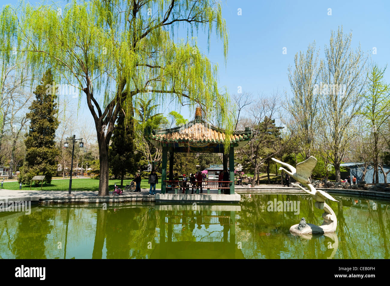 Étang, parc Ritan, Chaoyang District, Beijing, Chine, Asie. Banque D'Images