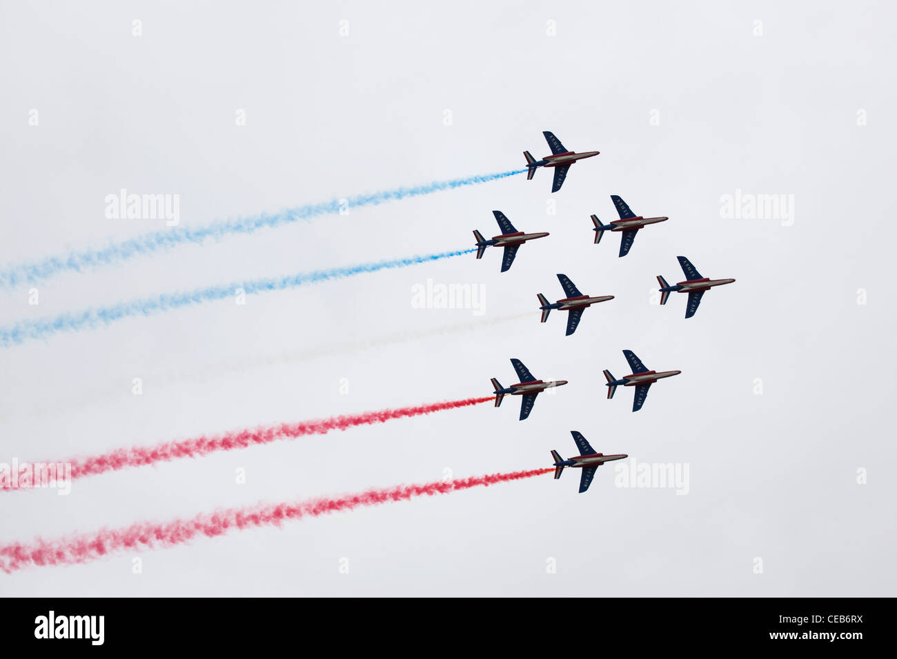 L'Armée de l'air française, l'équipe de démonstration de la Patrouille de France, Royal International Air Tattoo, Gloucestershire Juillet 2010 Banque D'Images
