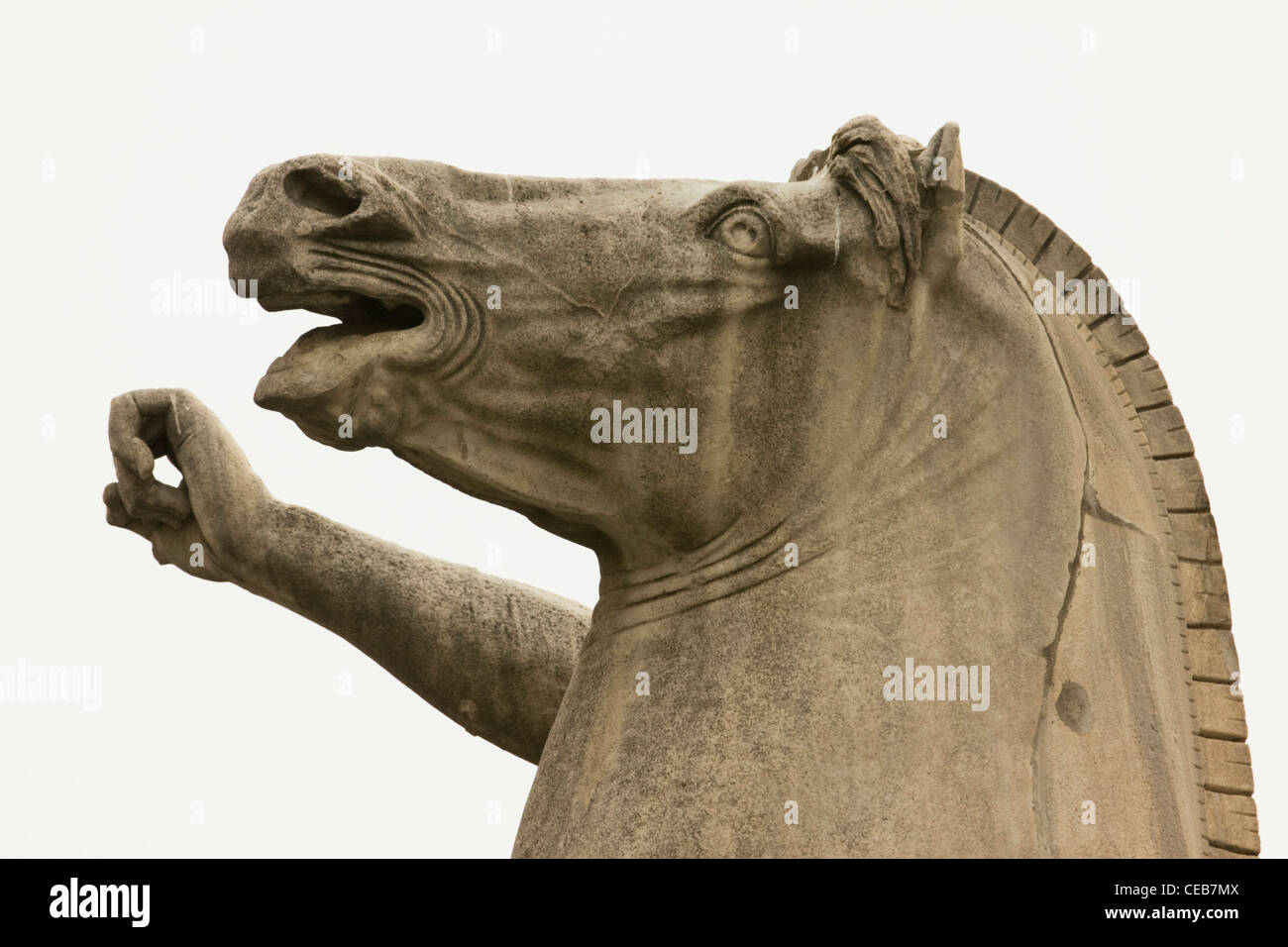 Le cheval de Troie statue de pierre à Rome, Italie Banque D'Images