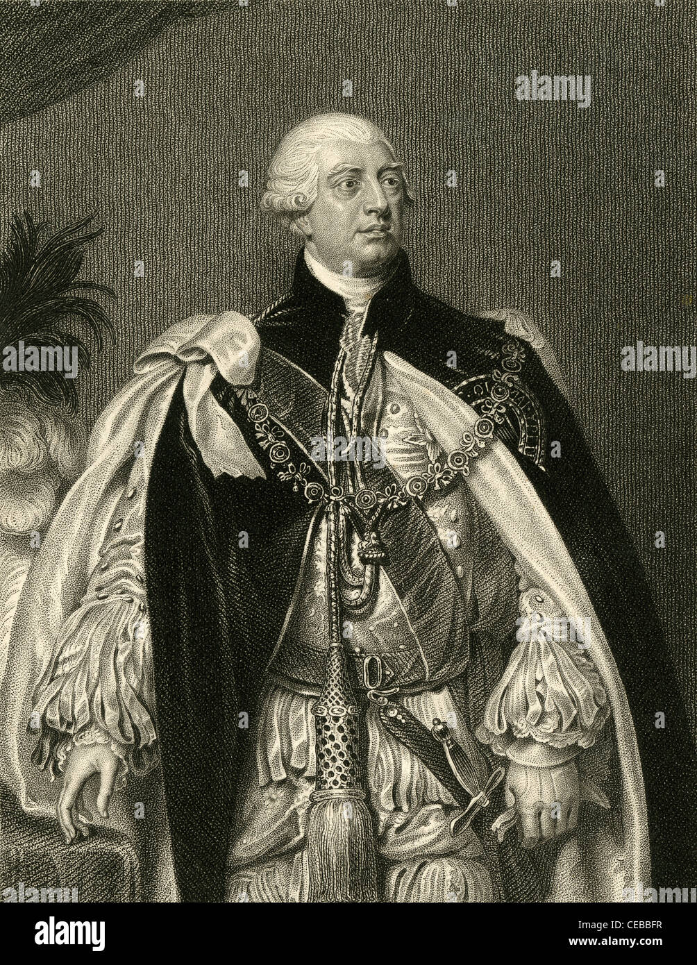 La gravure de 1830 le roi George III (George William Frederick). Banque D'Images
