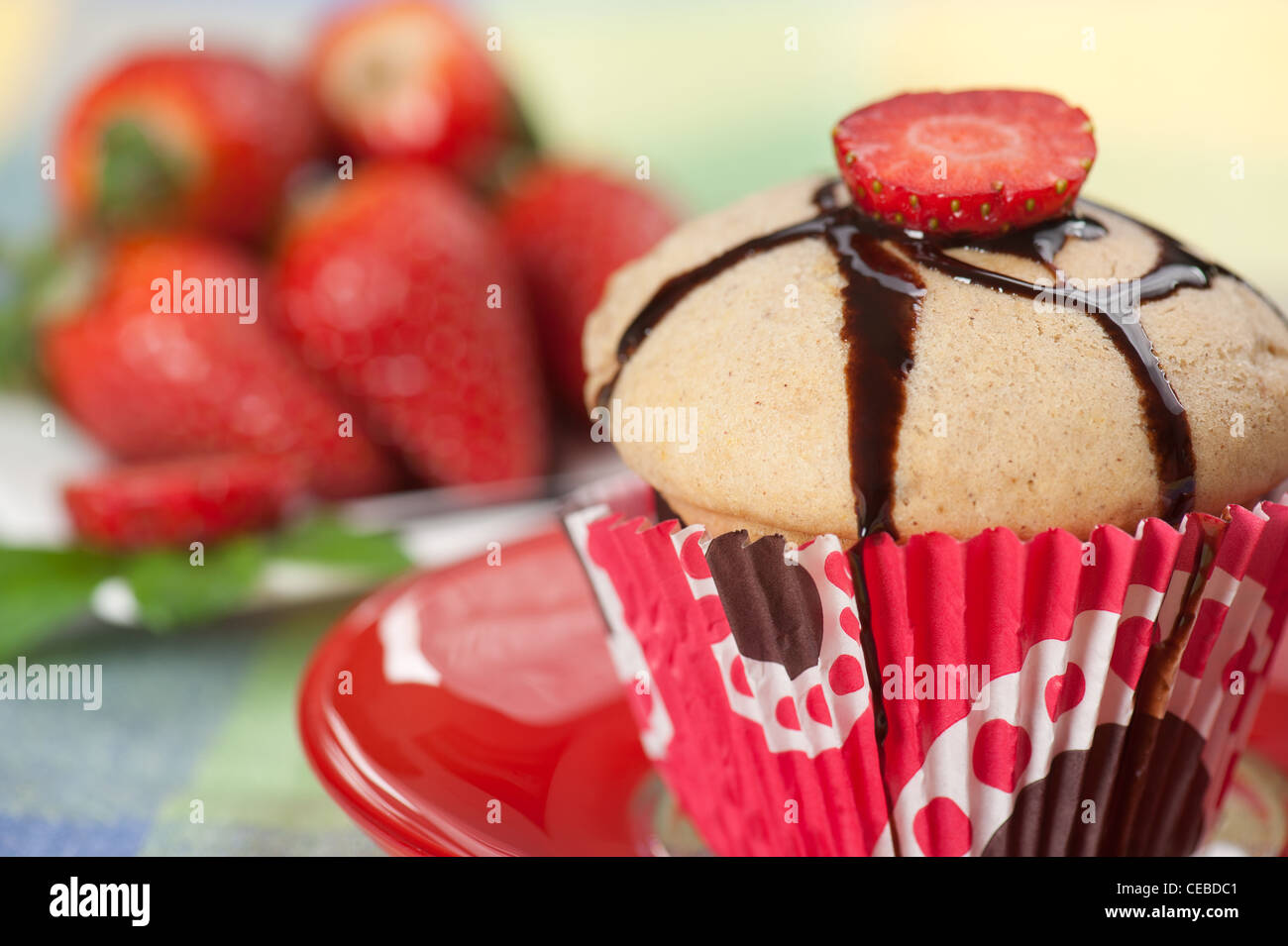 Muffin aux fraises Banque D'Images
