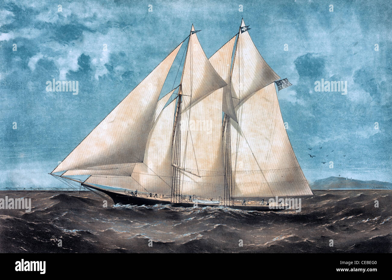L'yacht 'Sappho' de New York : quitter Sandy Hook le 28 juillet. 1869 lié à l'Europe Banque D'Images