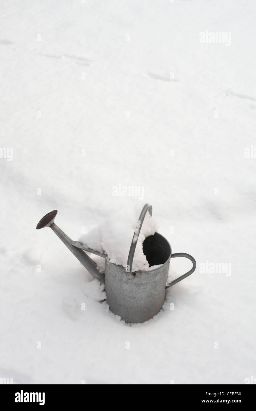 Arrosoir dans la neige Banque D'Images