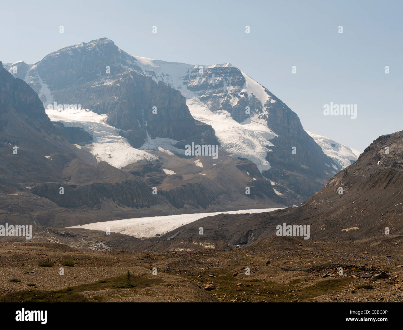 Glacier Athabasca, un 'toe' du champ de glace Columbia, près de l'autoroute 93, promenade des Glaciers, Jasper National Park, Alberta, Canada. Banque D'Images