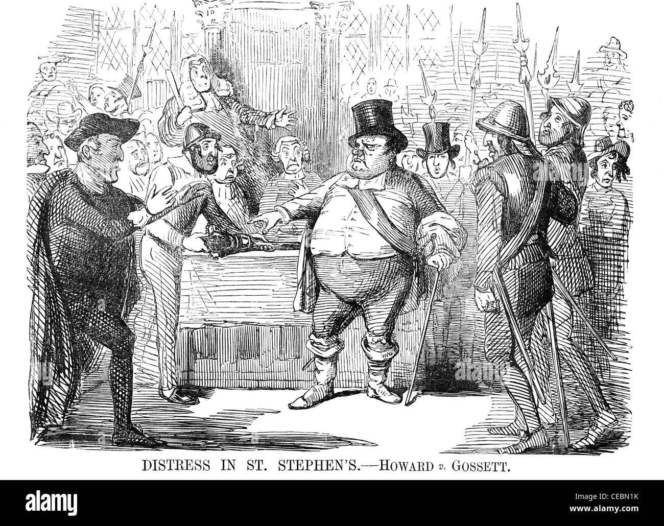 Punch Cartoon 1845 : détresse dans la - Howard v Gossett Banque D'Images