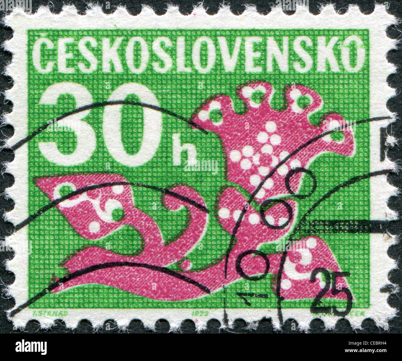 La Tchécoslovaquie - circa 1972 : timbre imprimé dans la Tchécoslovaquie, montré fleur stylisée, vers 1972 Banque D'Images