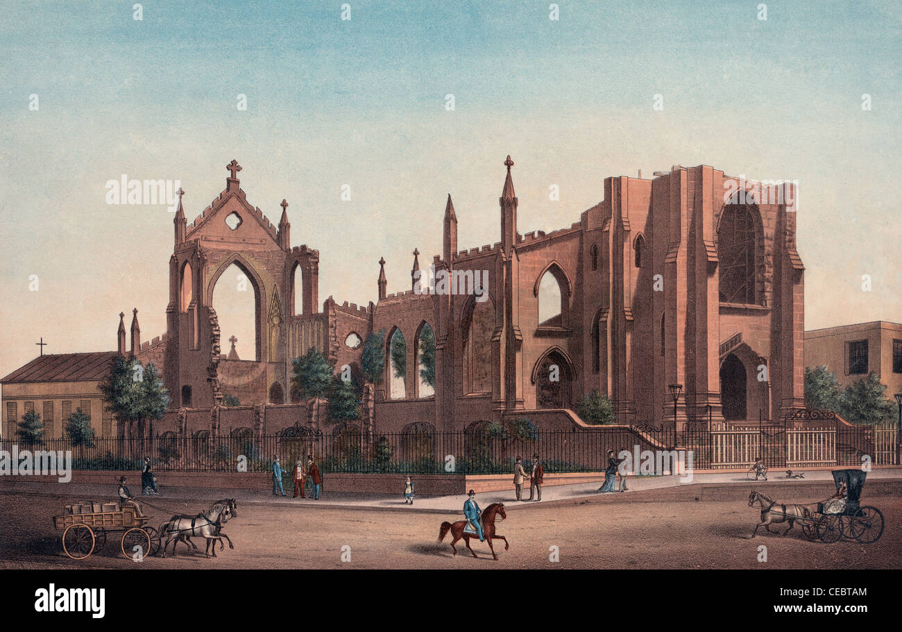 Ruines de la Cathédrale St Johns & Finbars, Charleston, Caroline du Sud, 1861 Banque D'Images