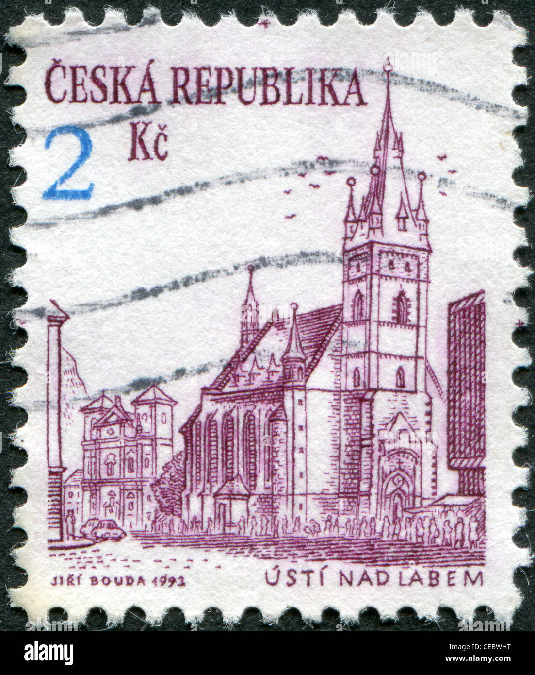 République tchèque-circa 1993 : timbre imprimé en République Tchèque, indique Usti Nad Labem, circa 1993 Banque D'Images