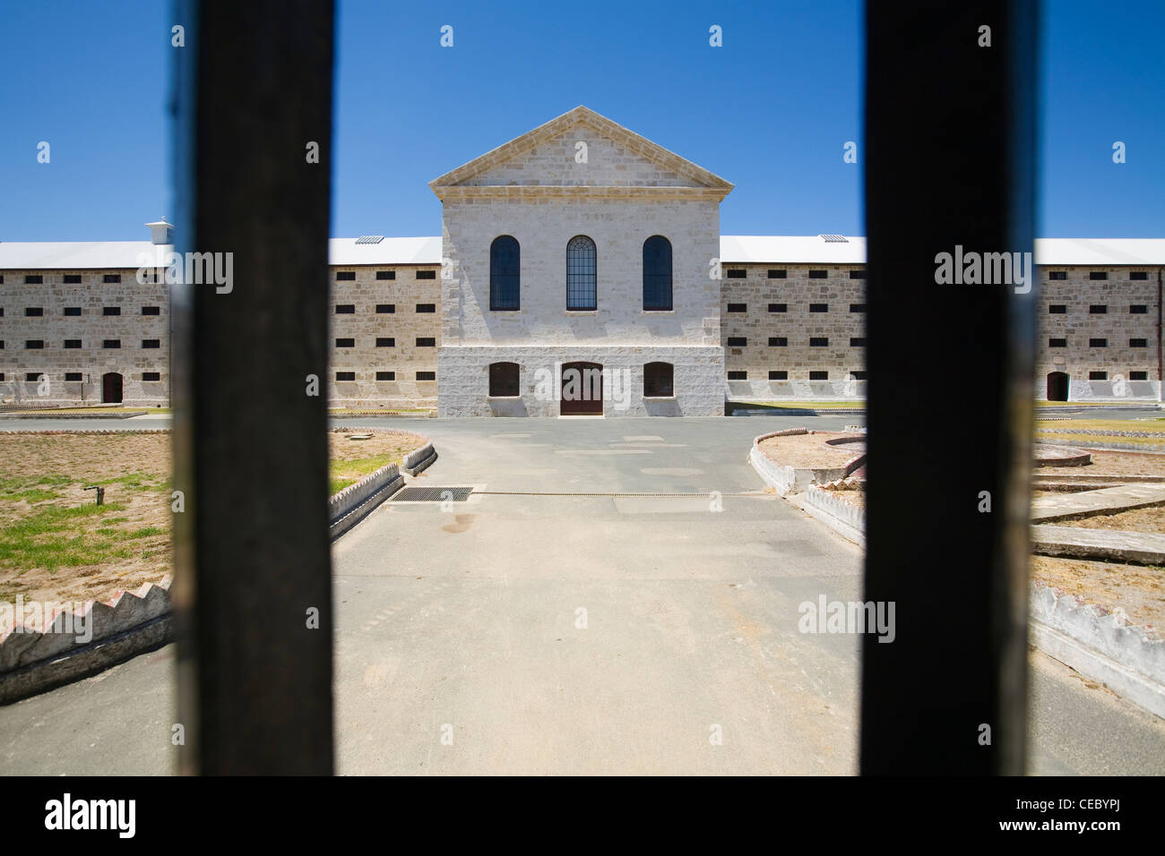 Voir à travers les barreaux de l'ancienne prison de Fremantle. Fremantle, Australie occidentale, Australie Banque D'Images