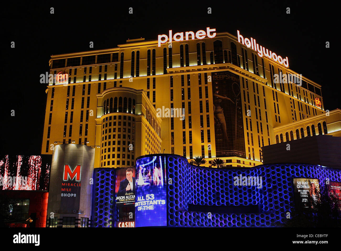 Planet Hollywood hotel et casino à Las Vegas, la nuit Banque D'Images