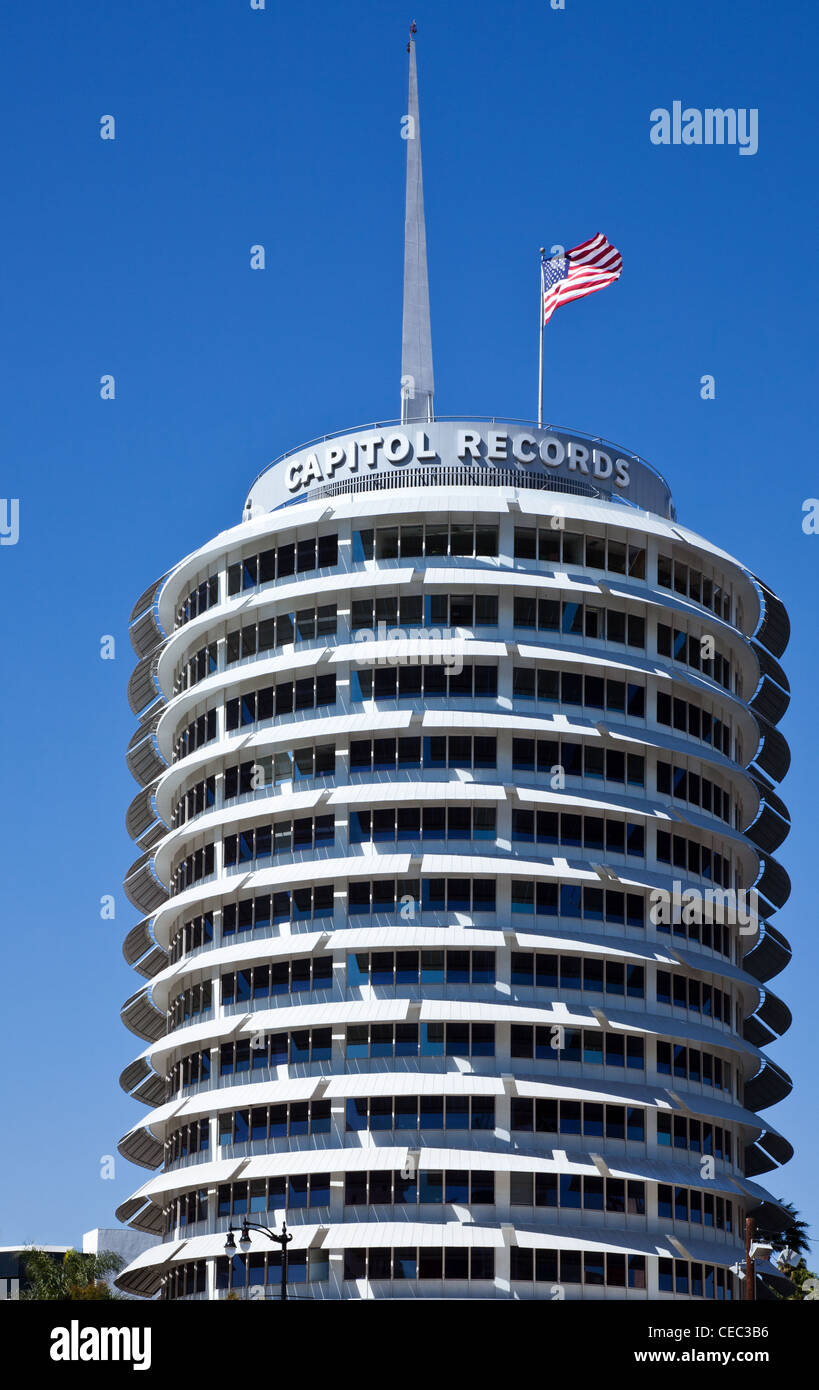 États-unis, Californie, Los Angeles, Hollywood, le Capitol Records tower Banque D'Images