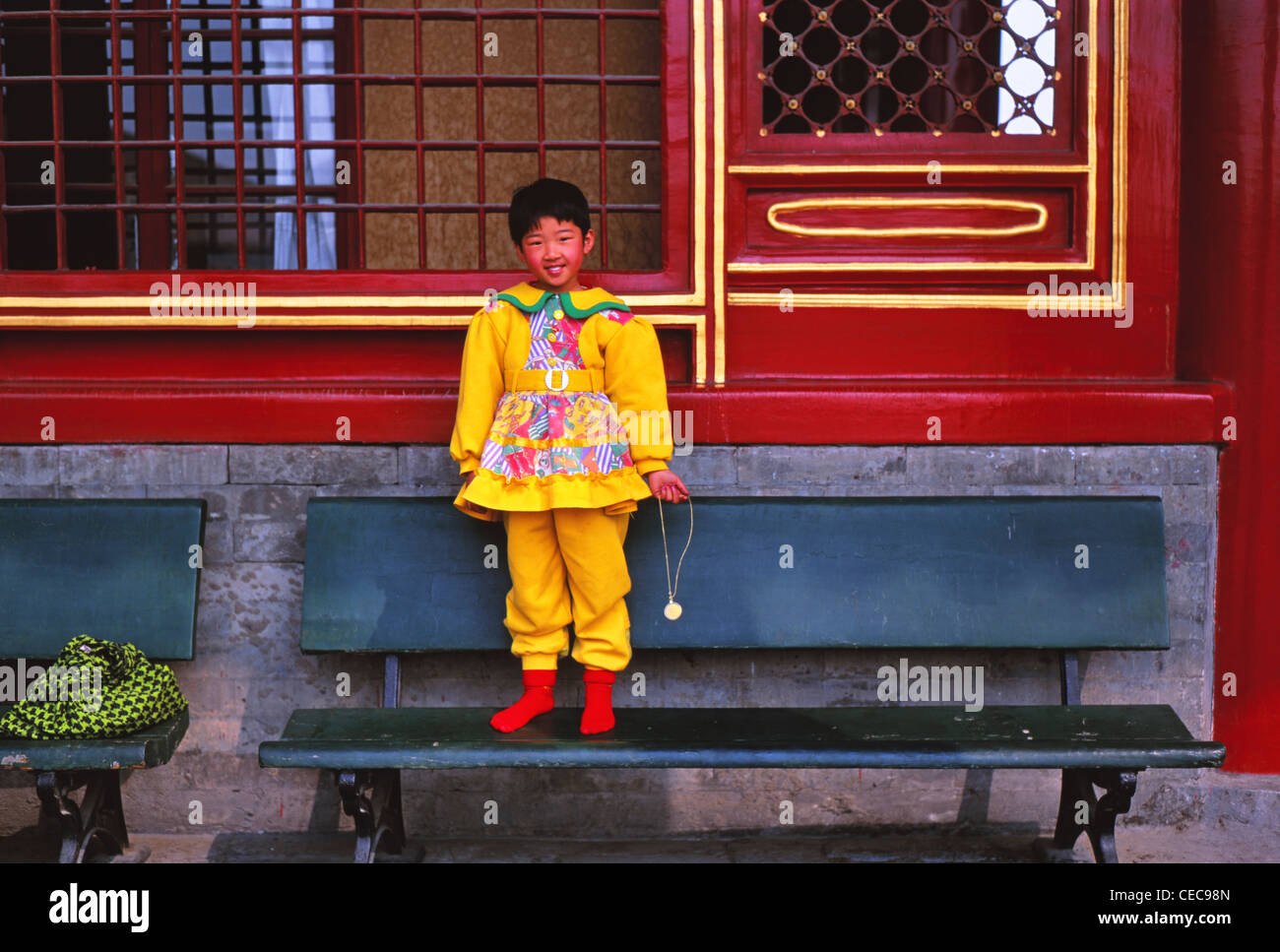 Jeune chinoise, la Cité Interdite, Pékin, Chine Banque D'Images