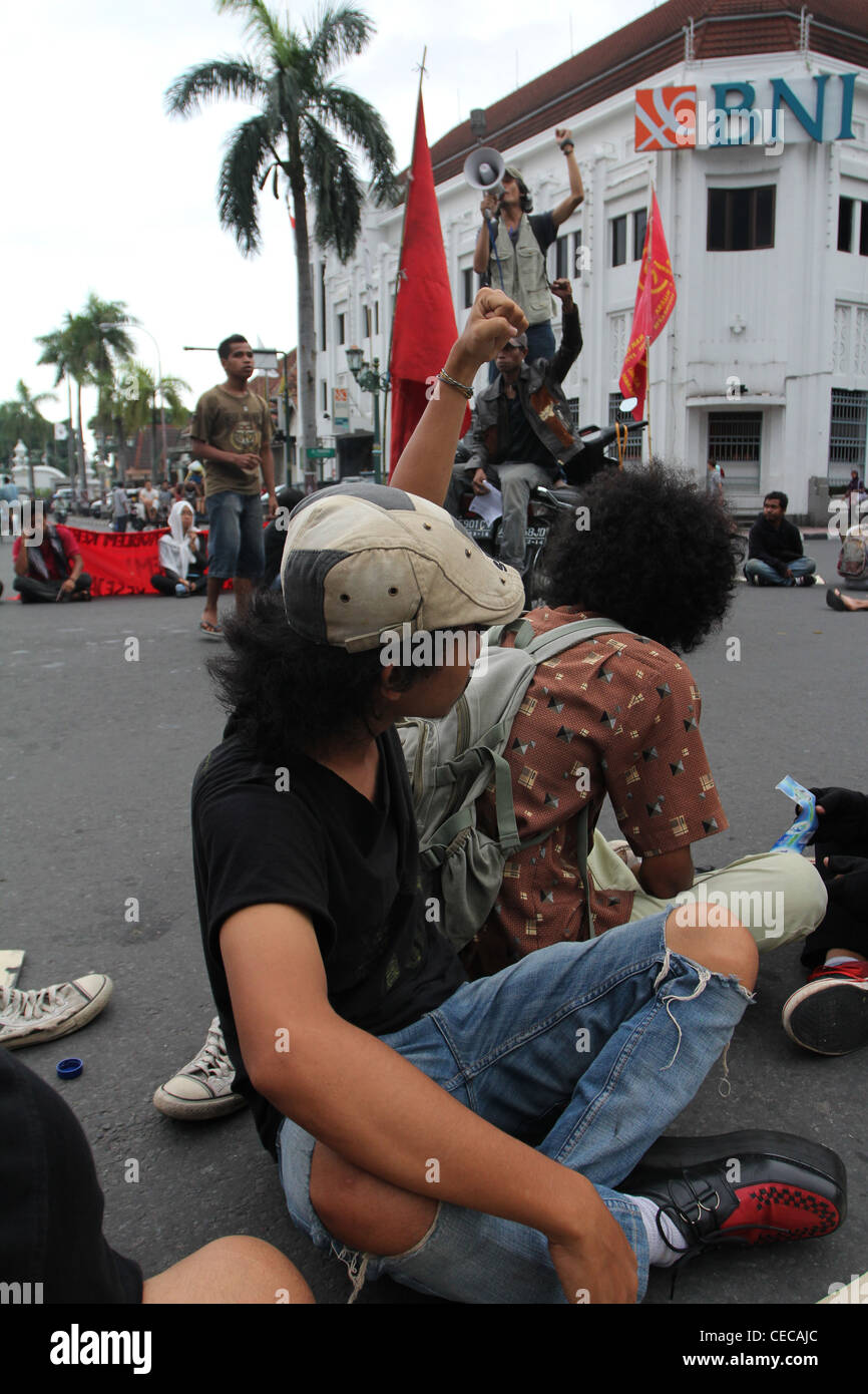 Yogyakarta Indonésie anti gouvernement manifestent Banque D'Images