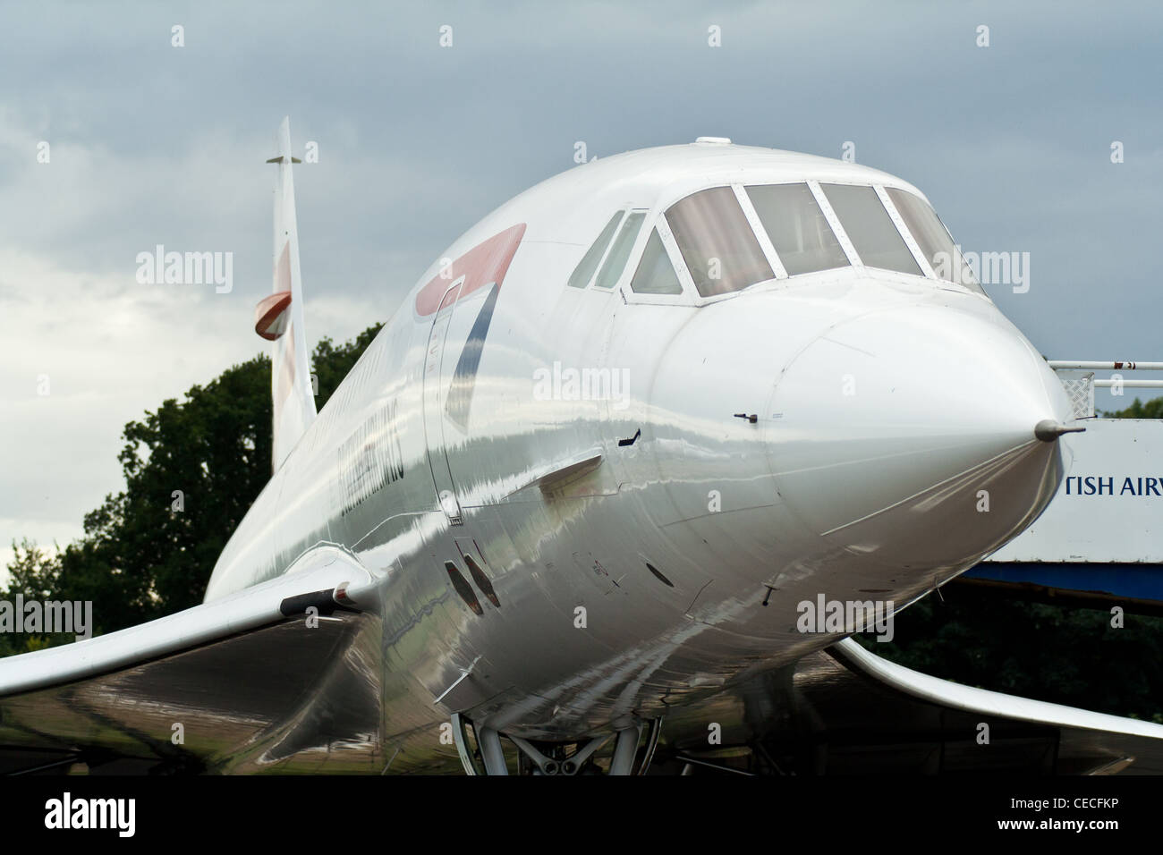 Le dernier concorde à voler dans l'aéroport de Manchester Banque D'Images