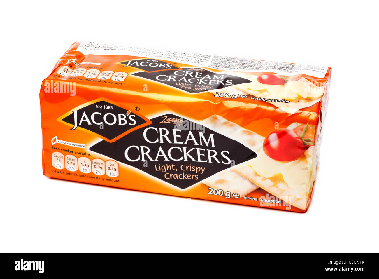 Craquelins crème Jacobs paquet - cut out on white Banque D'Images