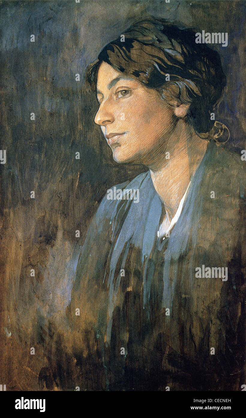 Portrait d'Alphonse Mucha Maruska (l'épouse de mucha) Banque D'Images