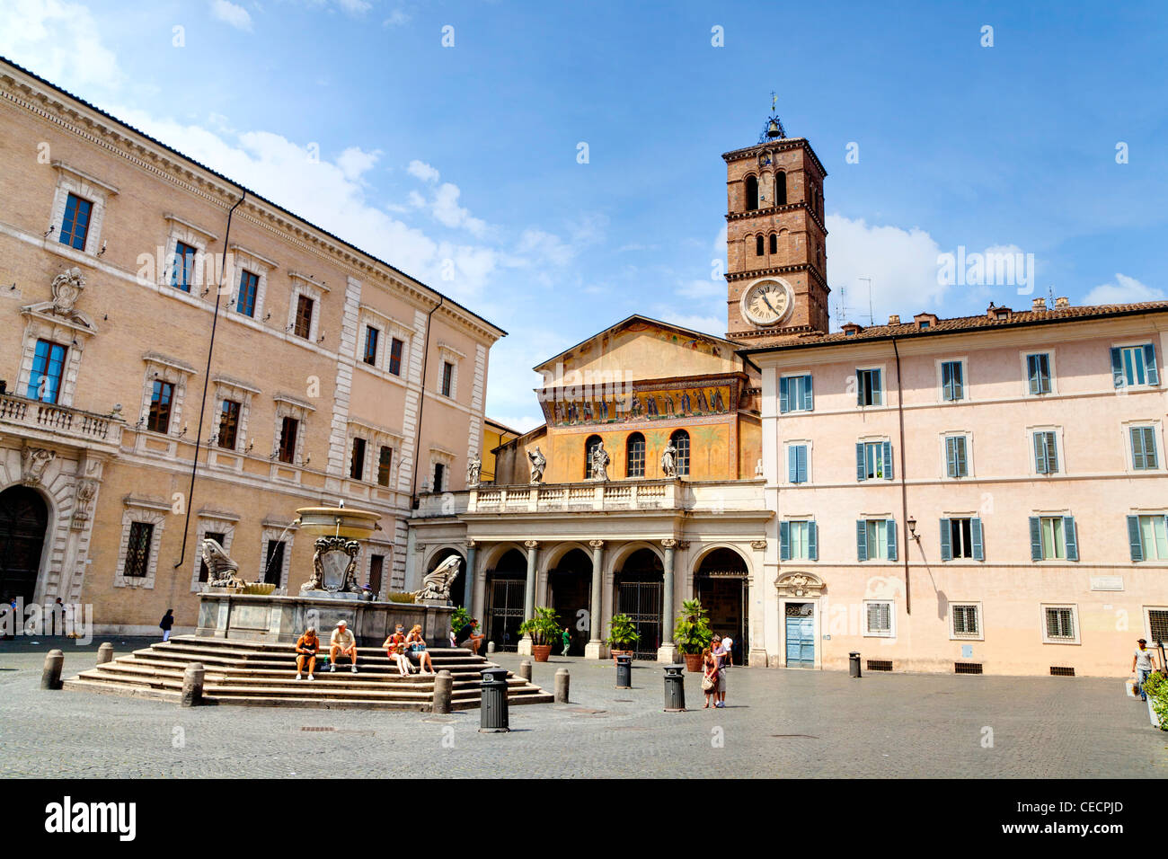 La Piazza Santa Maria in Trastevere Rome Italie Banque D'Images