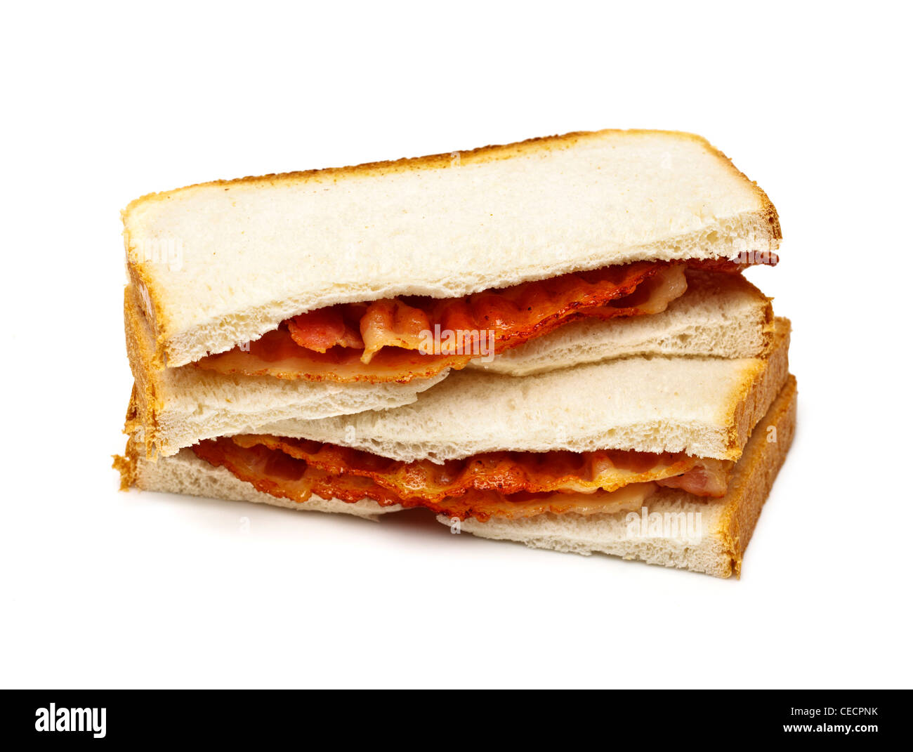 Bacon sandwich sur fond blanc Banque D'Images
