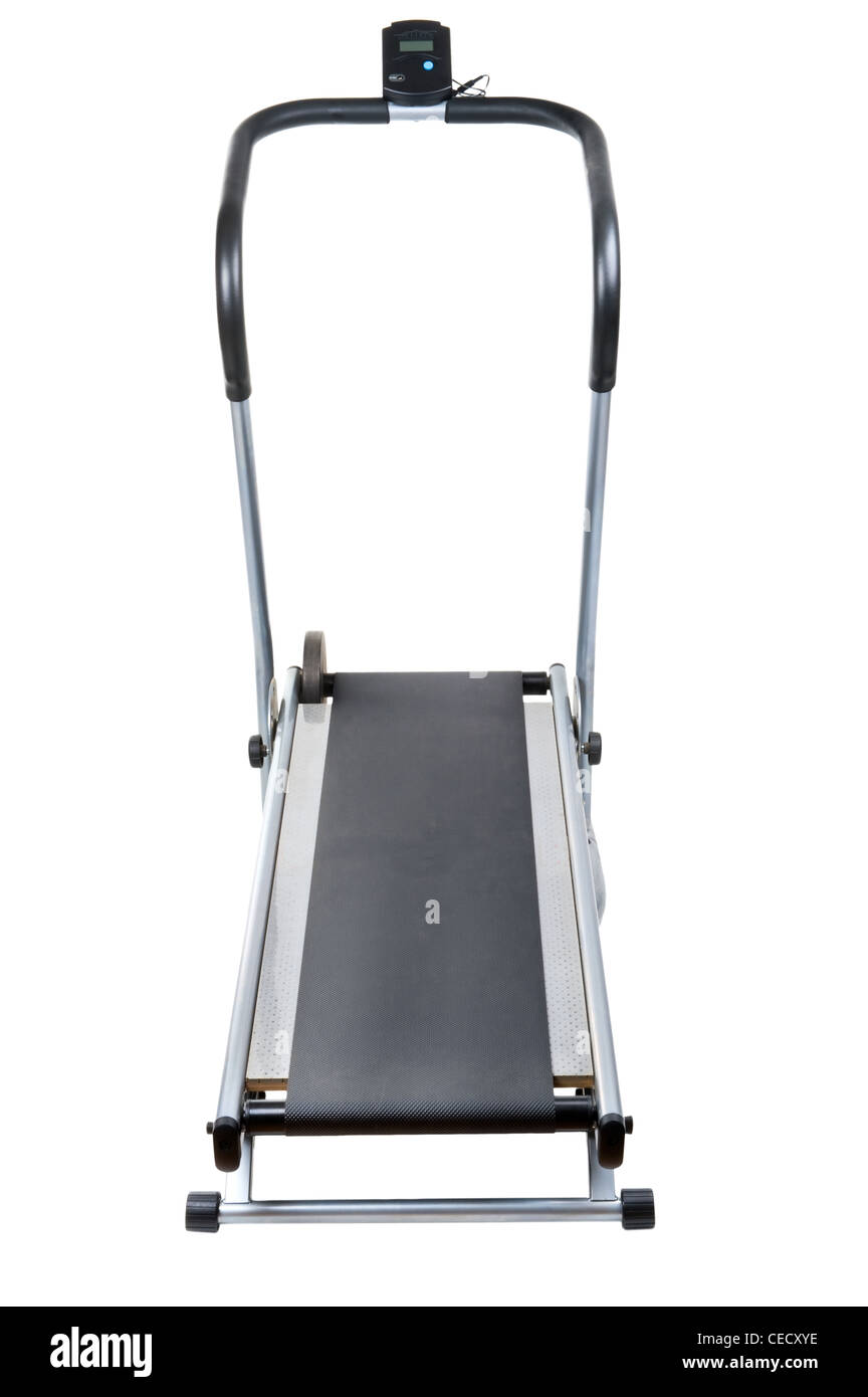 Objet sur tapis roulant sport - blanc isolé Banque D'Images