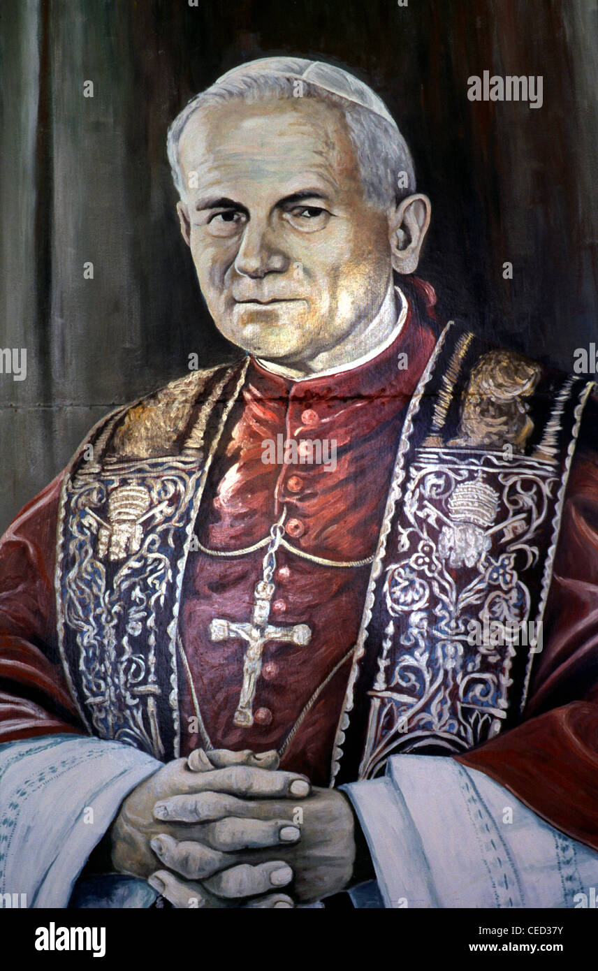 La peinture du Pape Jean Paul II Chef de l'Église Catholique Romaine 1920-2005 Banque D'Images