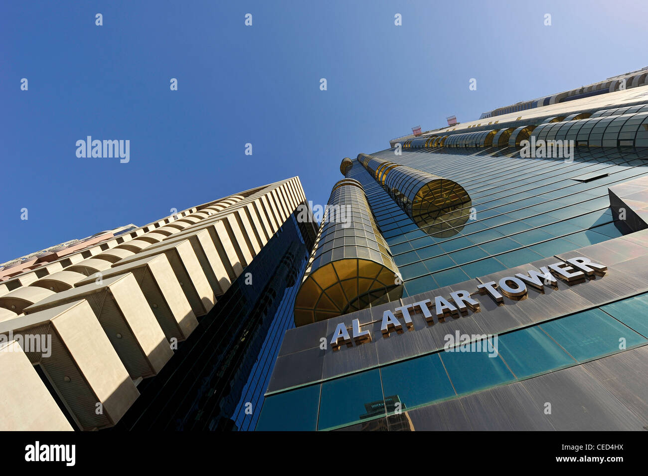 Al Attar Tower, gratte-ciel, l'architecture moderne, du quartier financier, Dubaï, Émirats arabes unis, Moyen Orient Banque D'Images