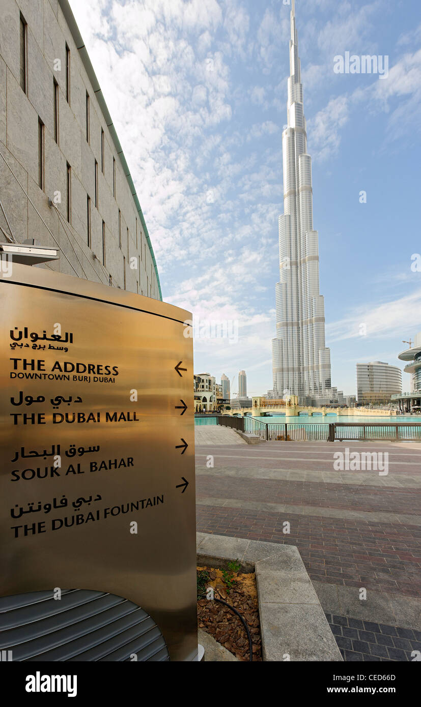 BURJ KHALIFA, BURJ CHALIFA, la tour la plus haute du monde, 828m de hauteur, le centre-ville de Dubaï, aux Émirats arabes unis, Moyen Orient Banque D'Images