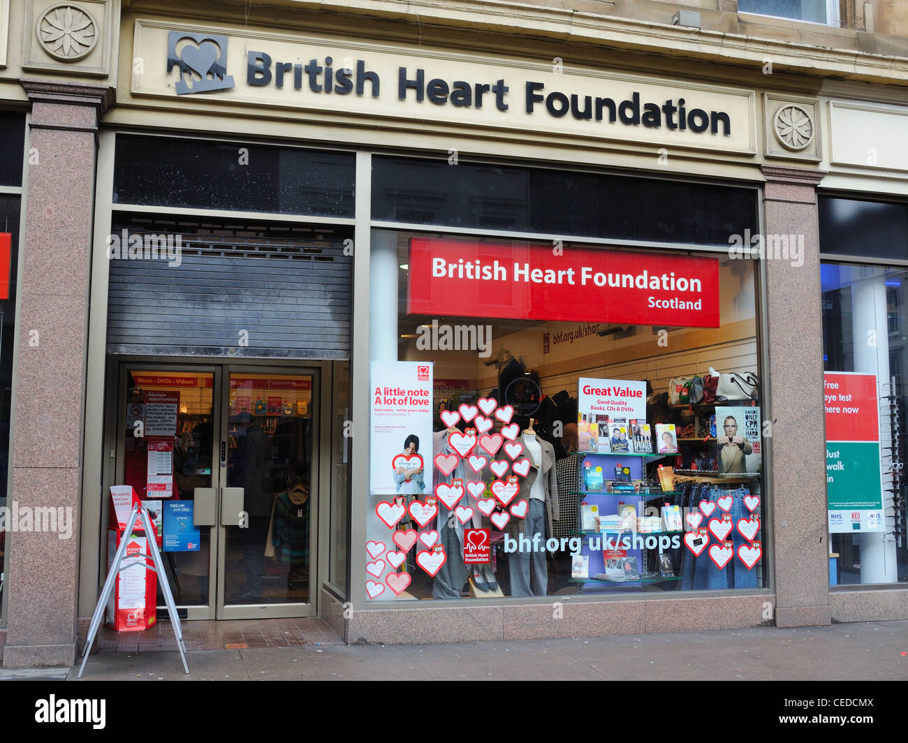 British Heart Foundation shop dans le centre-ville de Glasgow. Banque D'Images
