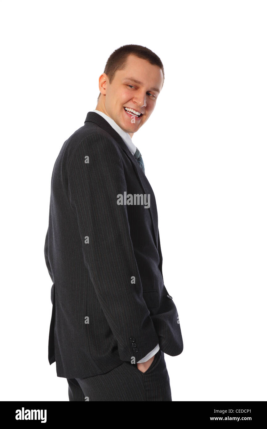 Young smiling businessman demi-tour Banque D'Images
