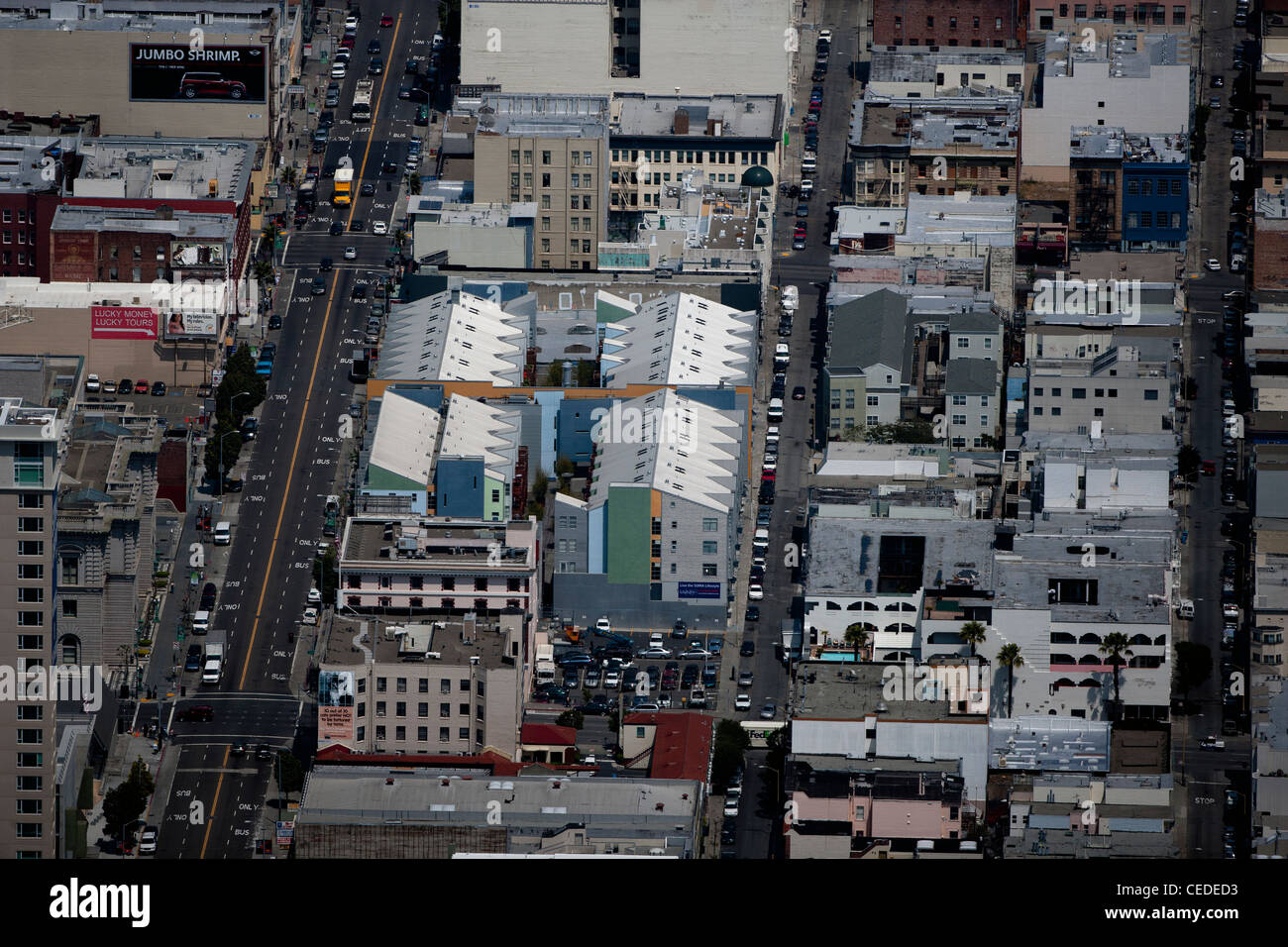 Photographie aérienne au sud de Market Street Mission SOMA San Francisco, Californie Banque D'Images