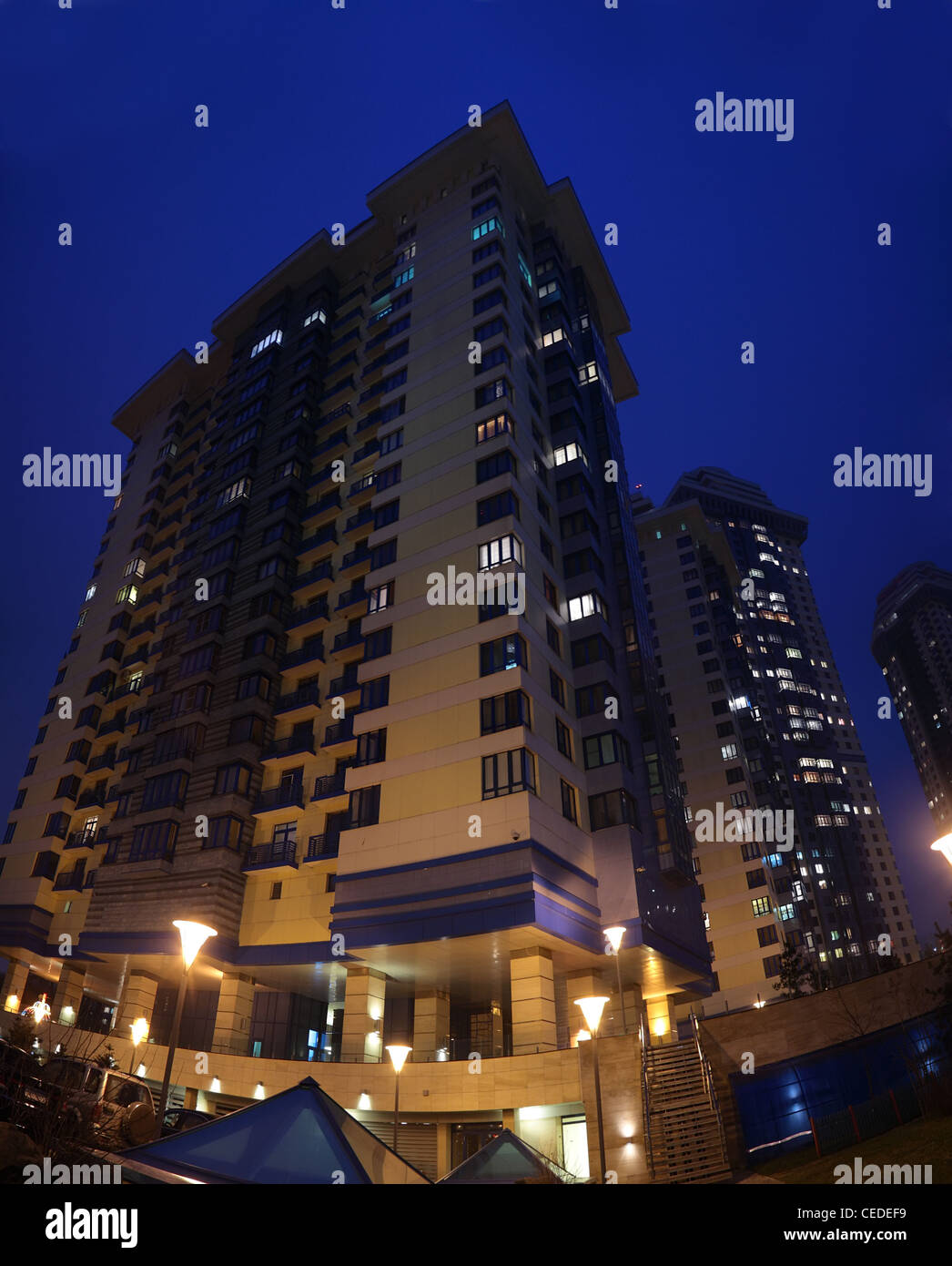 Appartement Maison à soir Banque D'Images