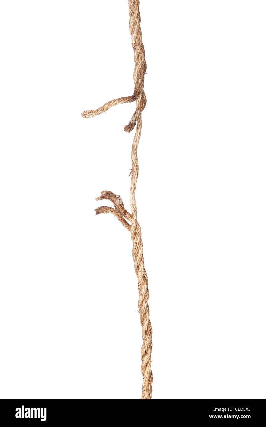 Une corde effilochée isolé sur fond blanc Banque D'Images