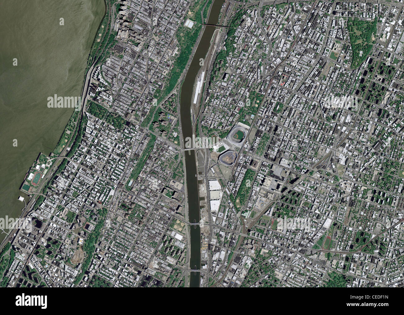 Carte aérienne voir au-dessus de Harlem Bronx New York City Banque D'Images