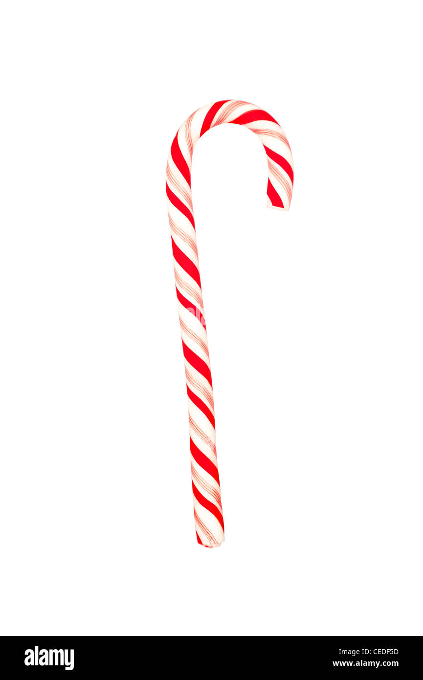 Une canne de Noël isolé sur fond blanc Banque D'Images