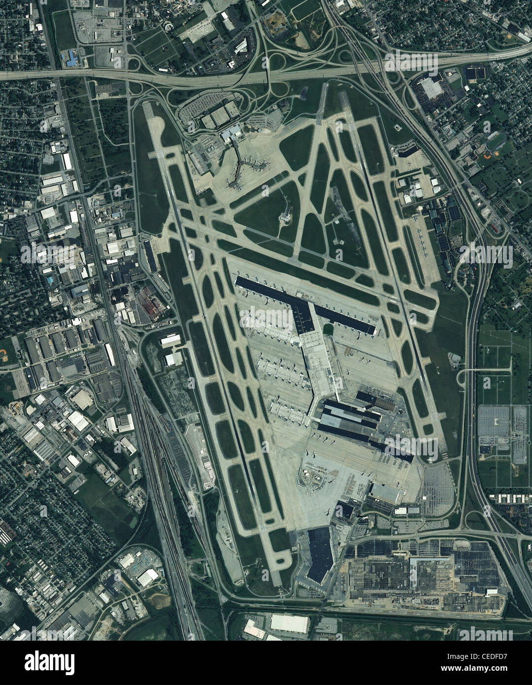 Carte photo aérienne de l'Aéroport International de Louisville Kentucky KSDF SDF dans le monde de l'UPS de moyeu Banque D'Images