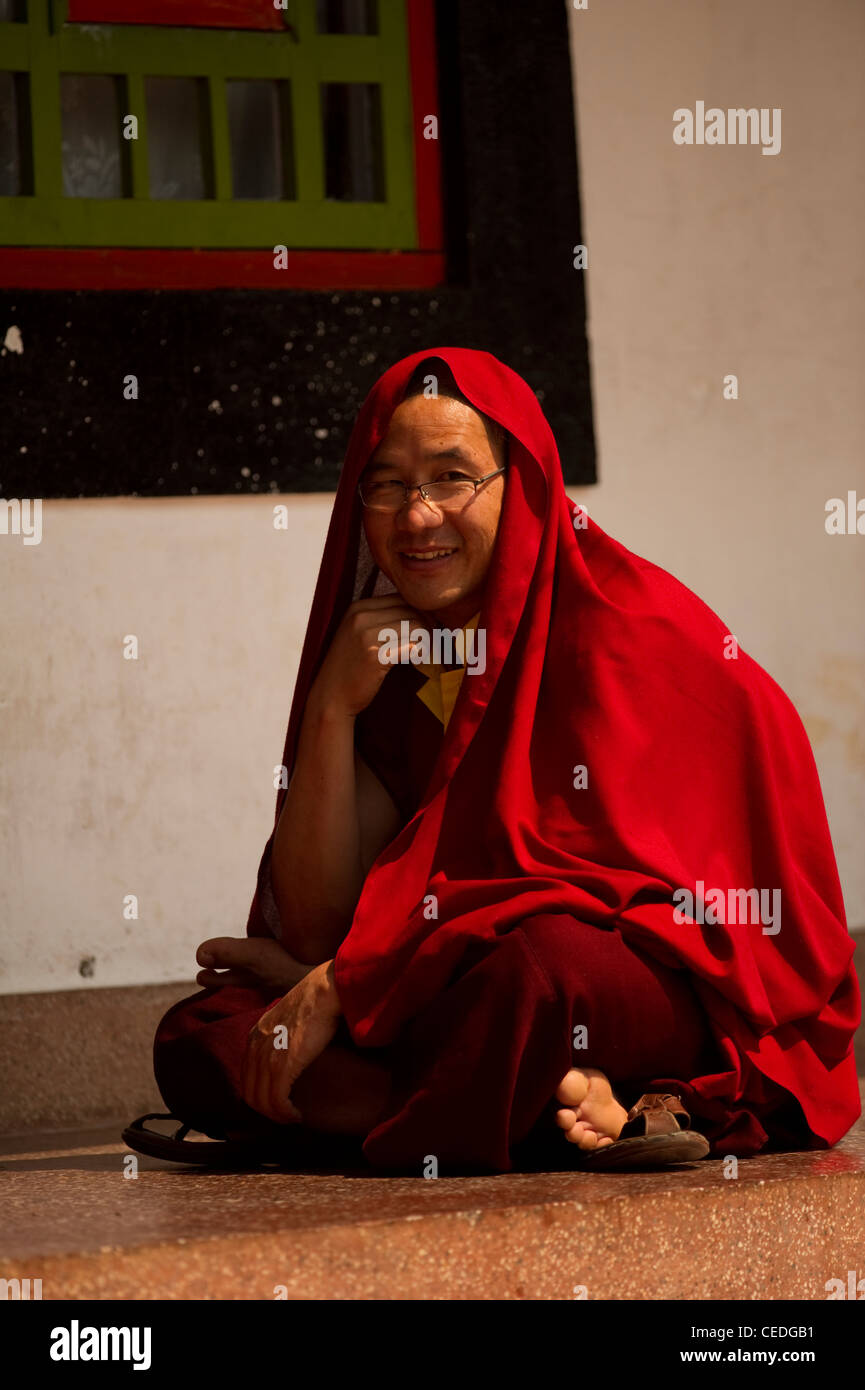 Le moine bouddhiste au Sikkim, Inde Banque D'Images