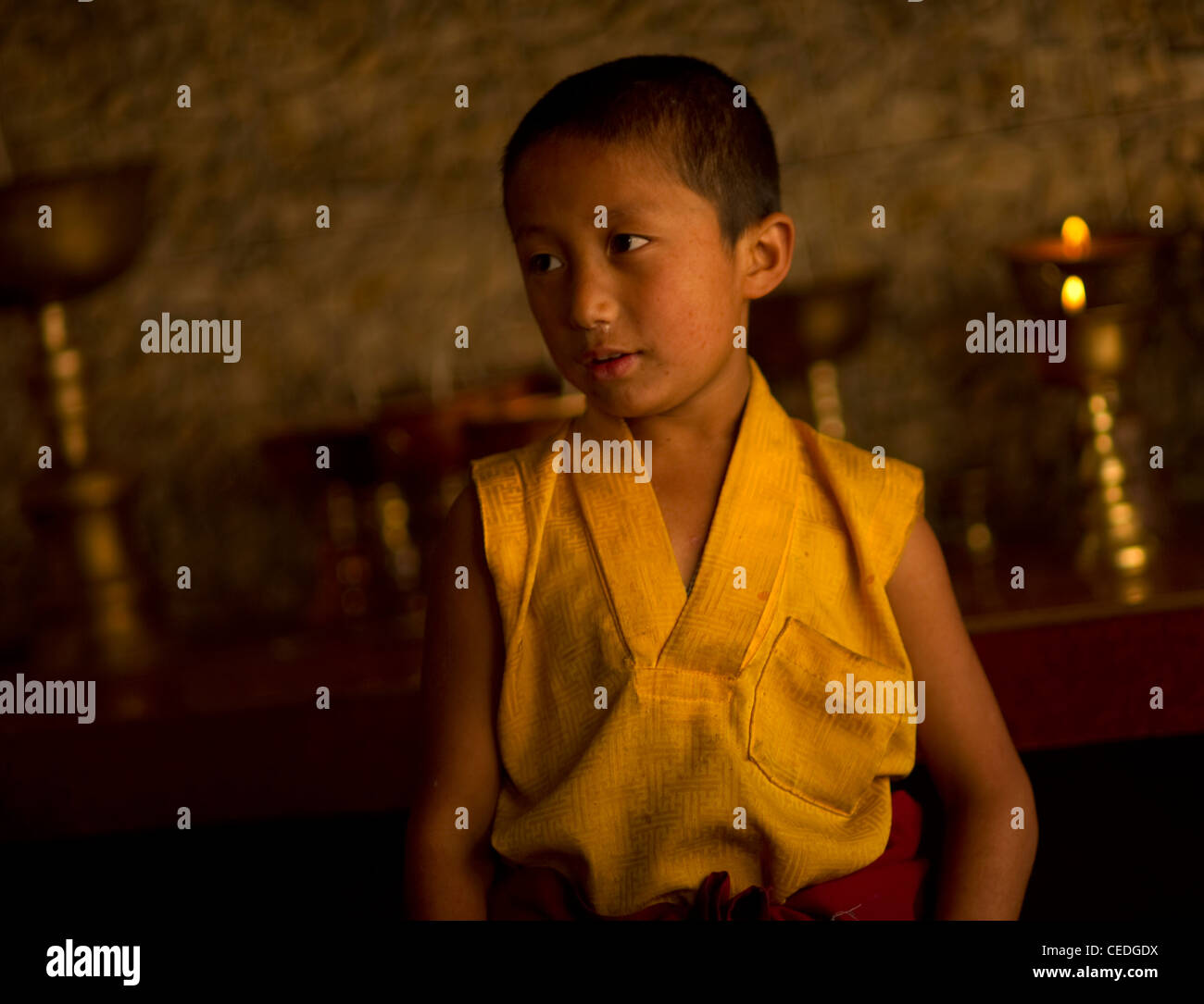 L'étudiant bouddhiste moine dans le Sikkim Inde Banque D'Images