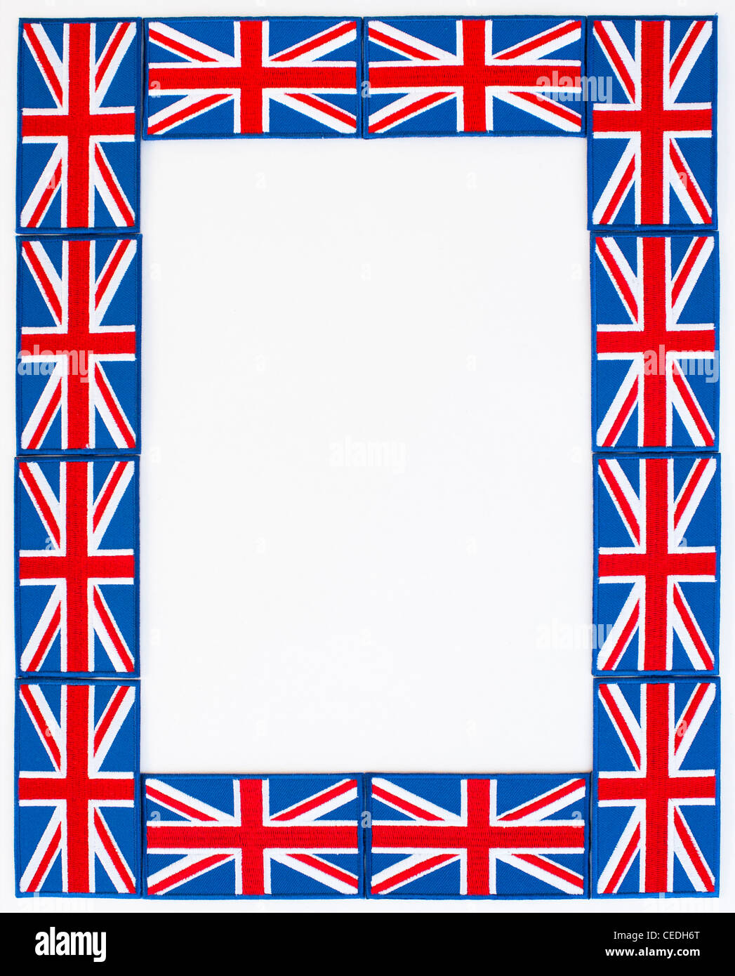 Union Jack flag écusson frame pattern on white background Banque D'Images