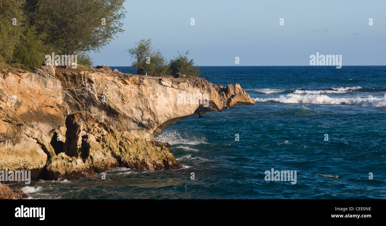 Lithified falaise sur la côte sud de Kauai qui surplombait l'océan Banque D'Images