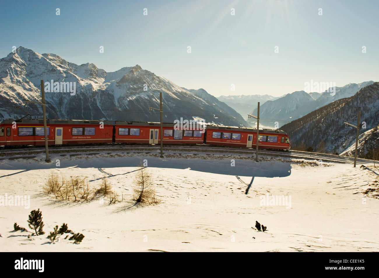 Alp Grum, Bernina Express, Suisse Banque D'Images