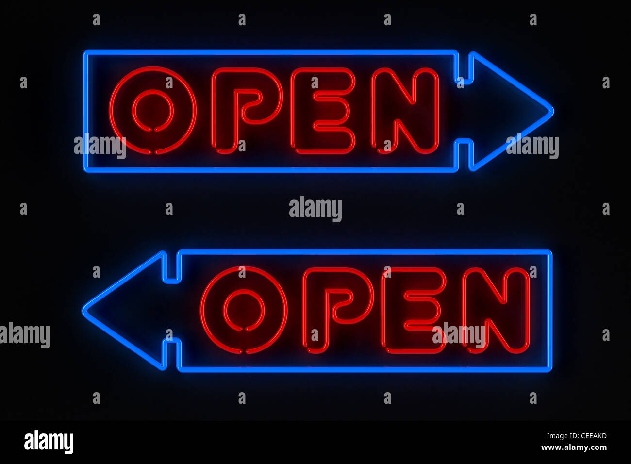 L'enseigne au néon et flèche Banque D'Images