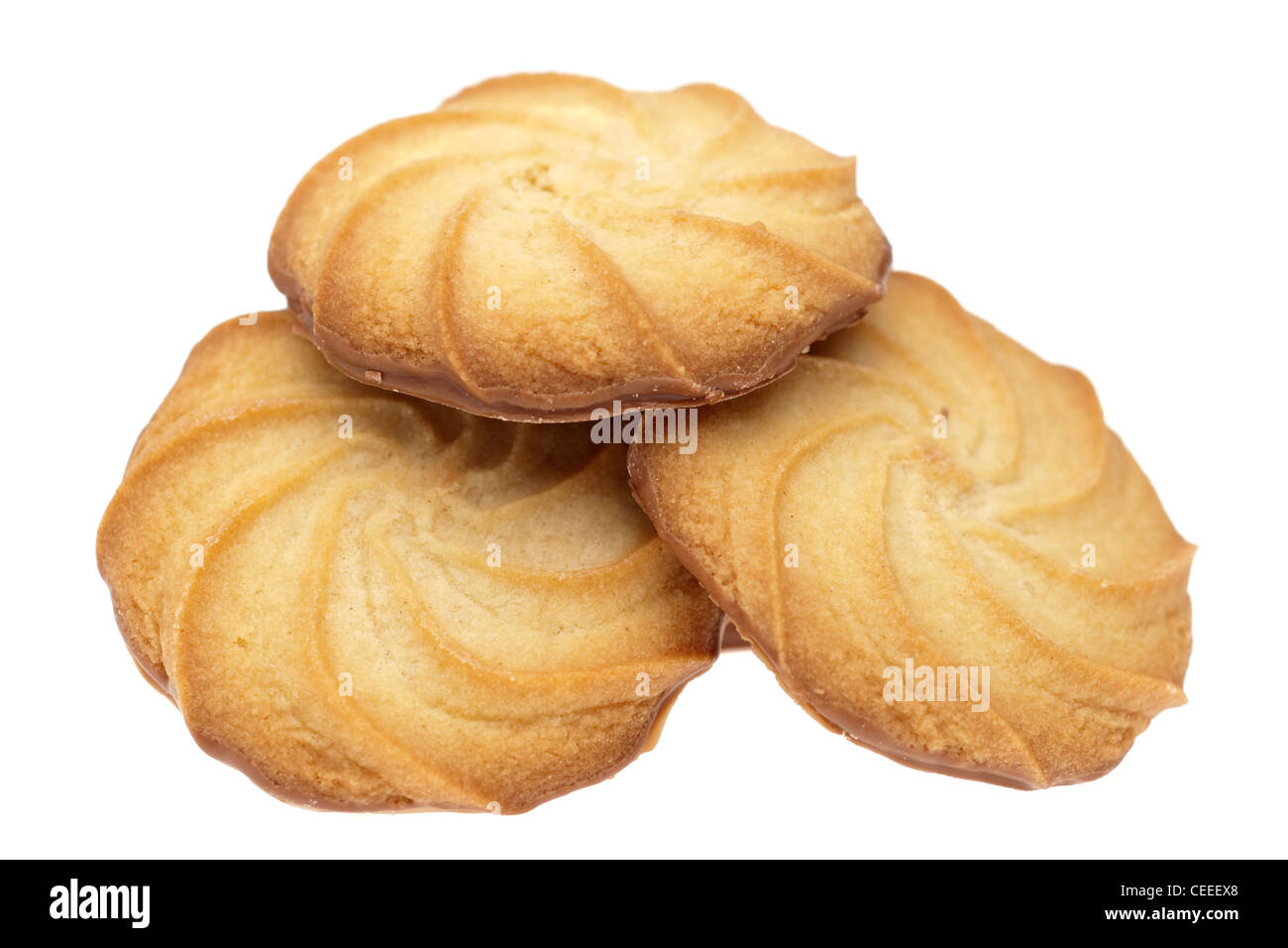 3 demi-chocolatee biscuits viennois couvert Banque D'Images