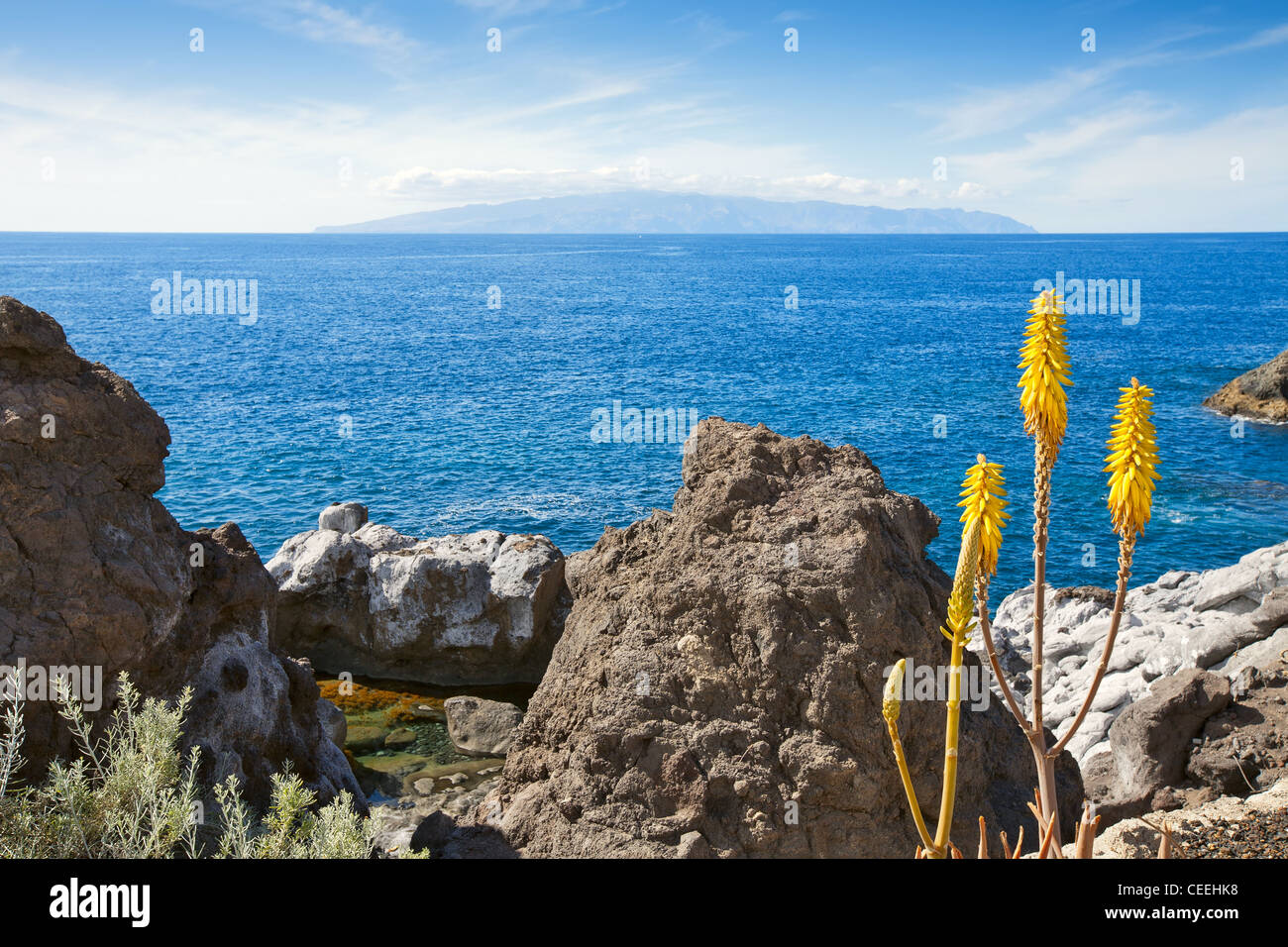 Vue de La Gomera à partir de Tenerife. Canaries, Espagne Banque D'Images