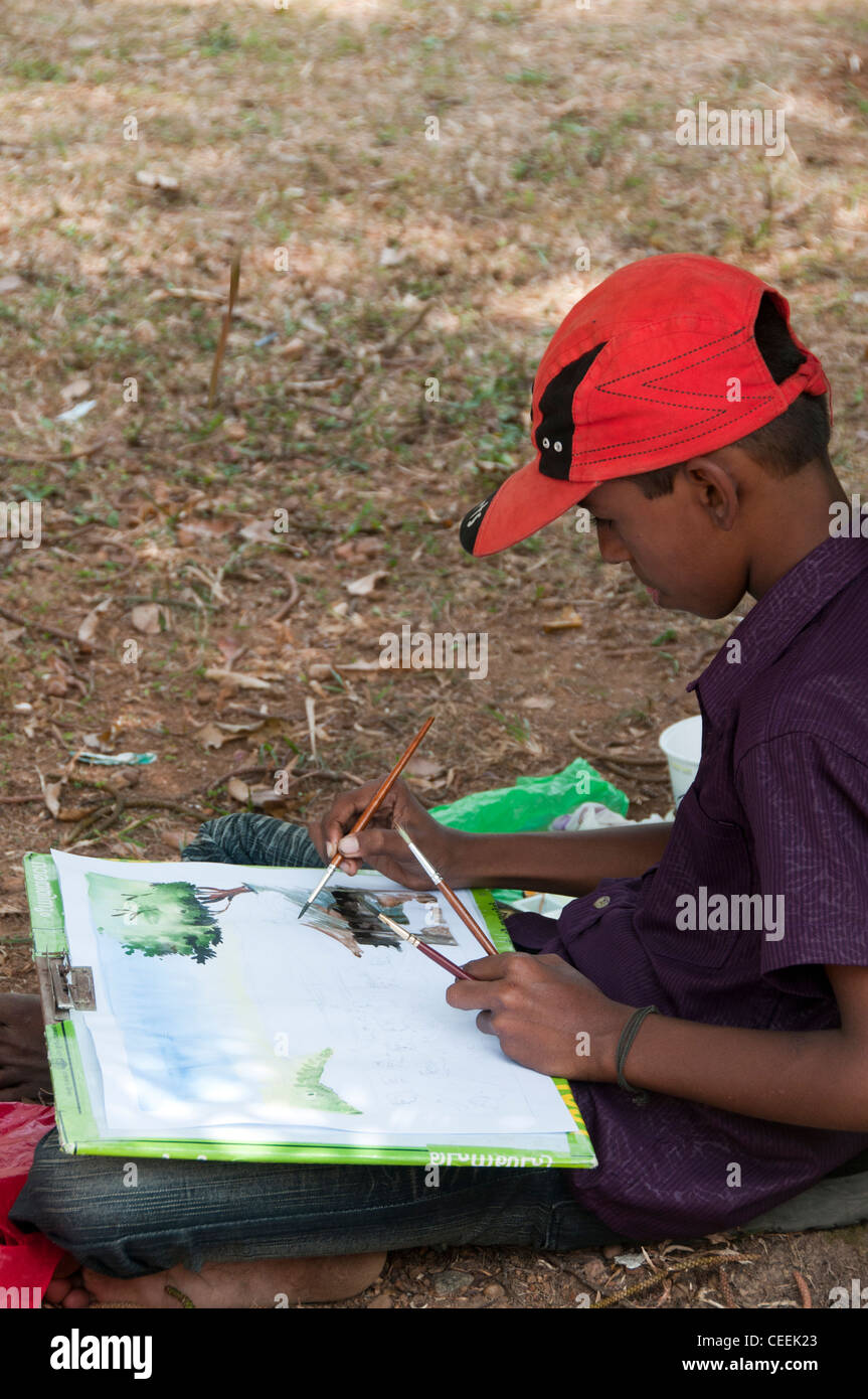 Concours de peinture pour les enfants en Inde Banque D'Images