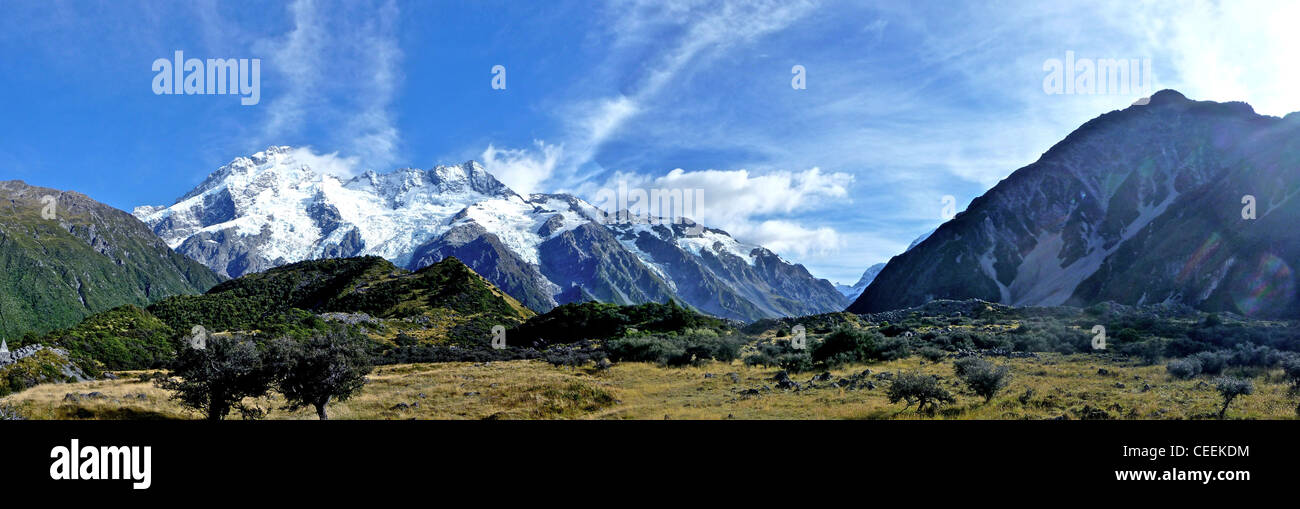 Le Mont Cook en Nouvelle-Zélande Île du Sud - l'assainissement de l'air ciel clair Banque D'Images