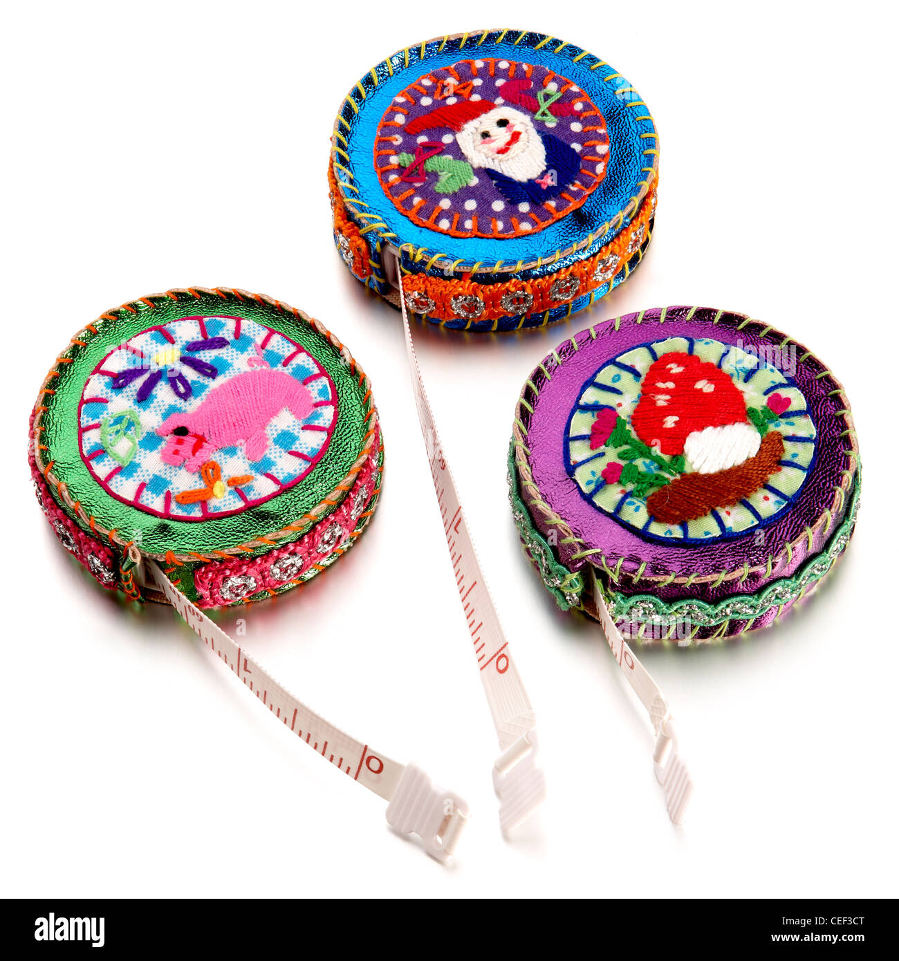 3 rubans de mesure en perles Banque D'Images