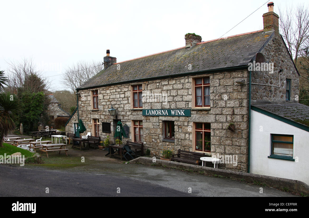 Le Lamorna Wink pub, ou maison publique, Lamorna Cove, Cornwall, West Country, Angleterre, Royaume-Uni Banque D'Images